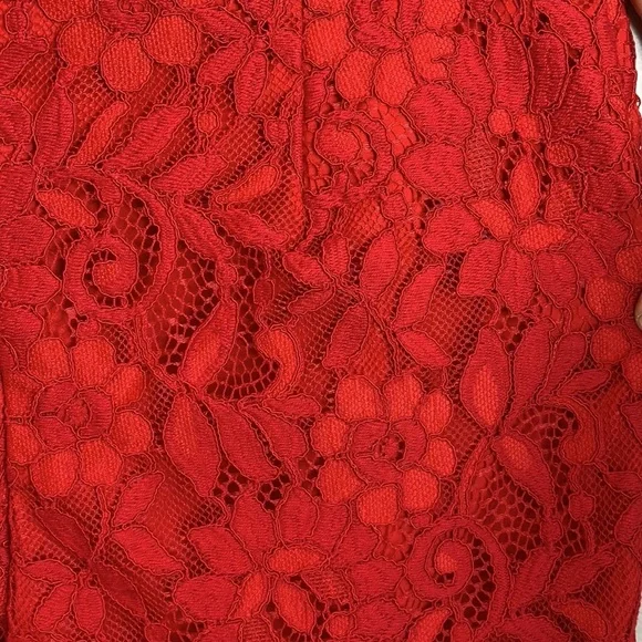 NBD High Rise Red Lace Pants with Frayed Hemline NEW! - Picture 5 of 8